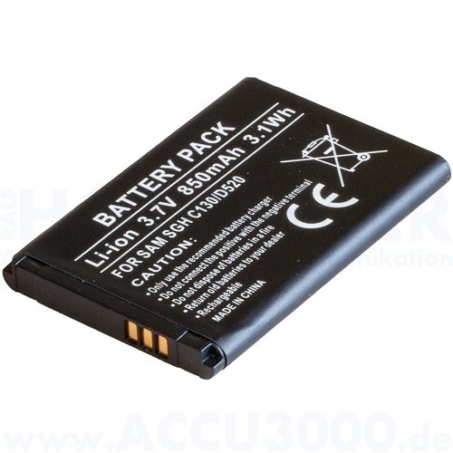 Akku f. Samsung GT-C3520, GT-C3560, GT-C3750 - 850mAh, Li-Ion - Kompatibler Handyakku