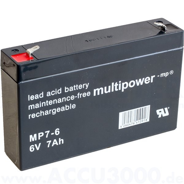 6V, 7.0Ah (C20), Multipower MP7-6