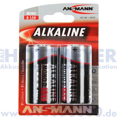 Ansmann Alkaline RED, Mono D LR20 - 1.5V, 2er Blister