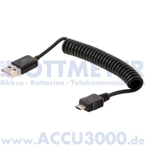 DeLock USB 2.0 Typ A - Micro USB Typ B, Spiralkabel, Länge ca. 0.2 bis 0.6m
